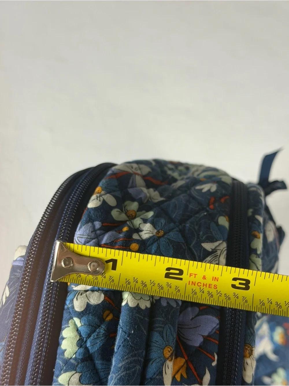 Vera Bradley Large  Quilted Travel Laptop Backpack Blue Floral Carry On